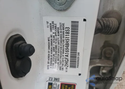 2008 Honda Civic Exl z USA, uszkodzony, nr VIN 2HGFA16948H511853